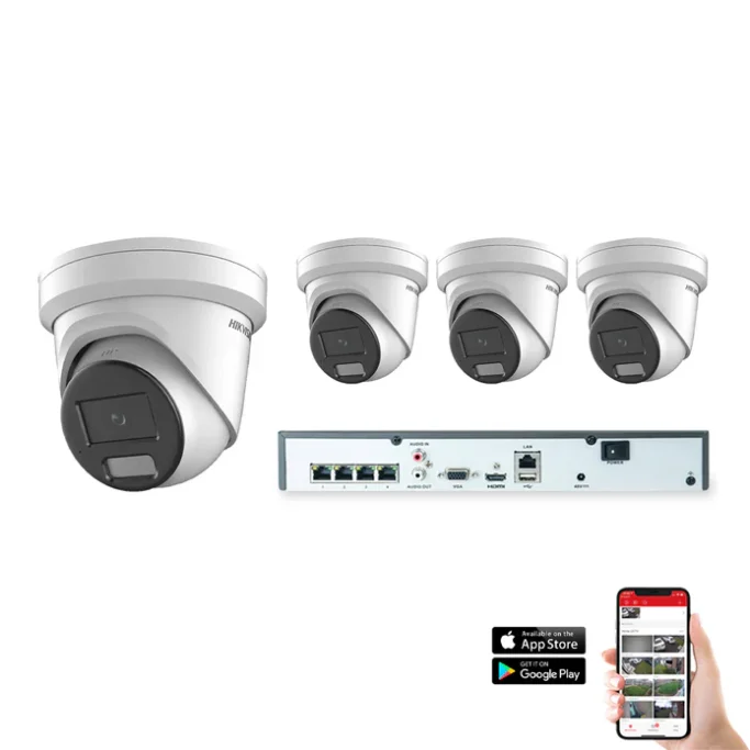 Hikvision IP Hybrid ColorVu 4 Camera 4ch 4K 8MP 30M 1TB HDD CCTV Kit in White £1825 installed Hikvision IP Hybrid ColorVu 4 Camera 4ch 4K 8MP 30M 2TB HDD CCTV Kit in White £1825 installed